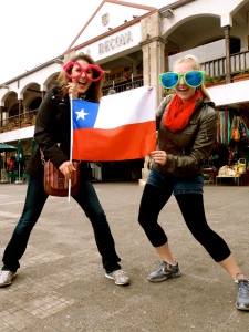My friend Rio (left) from Canada and I (right) at a feria in La Serena, Chile. 